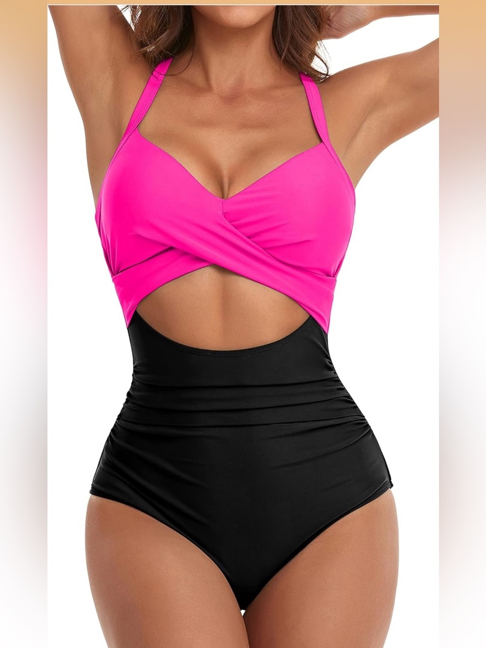 Eomenie One Piece Swimsuit Tummy Control Cutout High Waisted M. 2016/bb5-2
